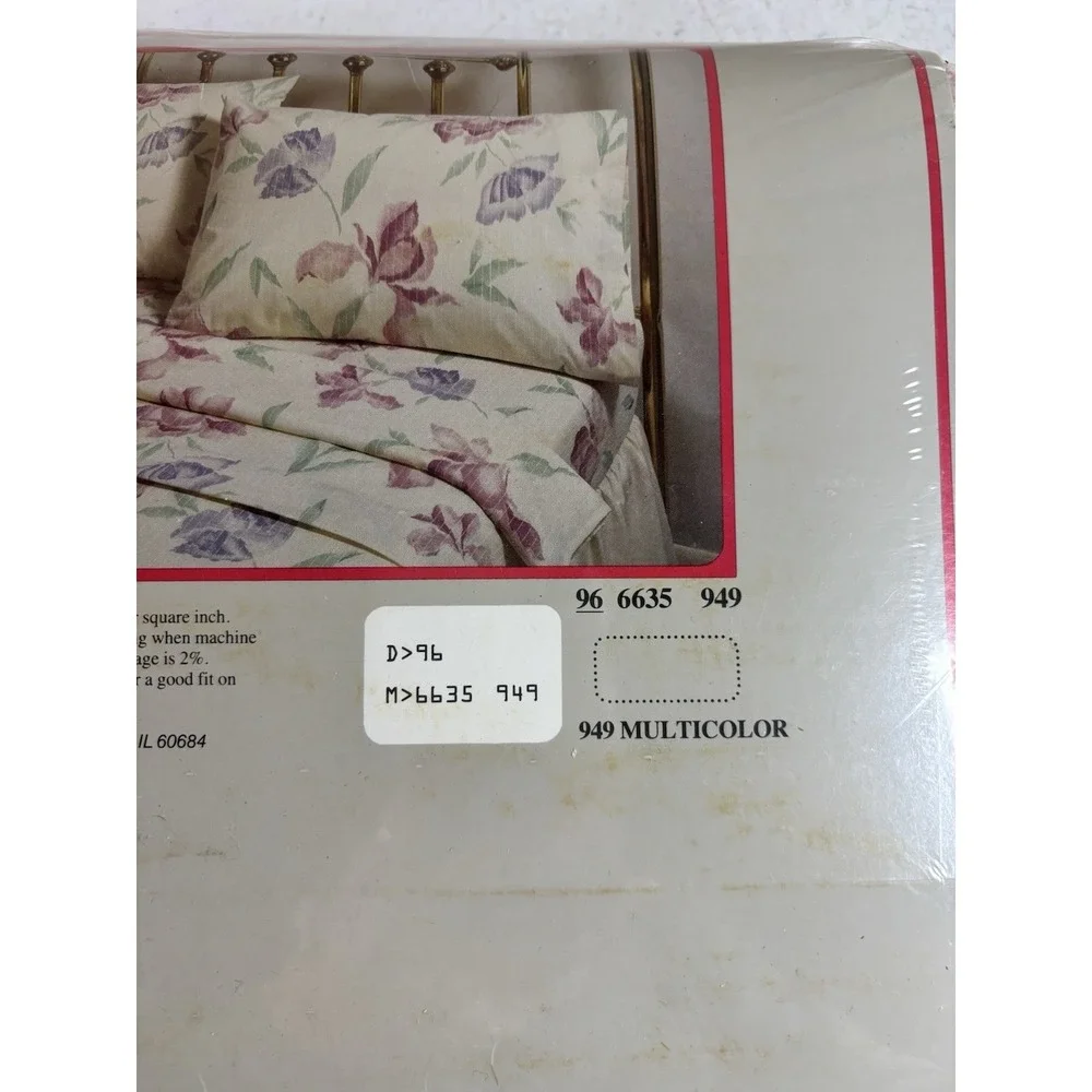 Vintage Sears Percale Twin Multicolor Floral Sheets Set,‎ Cotton Blend, NEW NOS